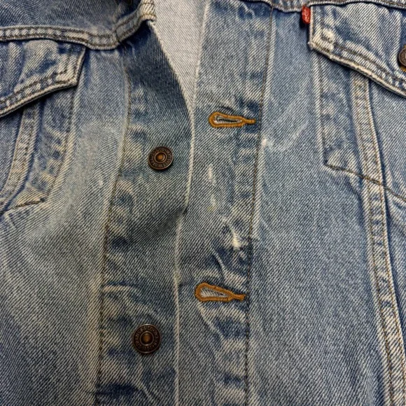 Levis Relaxed Trucker Jacket Mens XL Light Wash Blue Denim Cotton Vintage Style - Picture 12 of 15